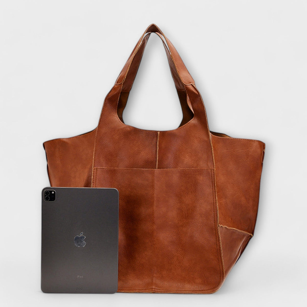 Damska torba typu tote oversize z przednią kieszenią-Accessories for Women-Olave