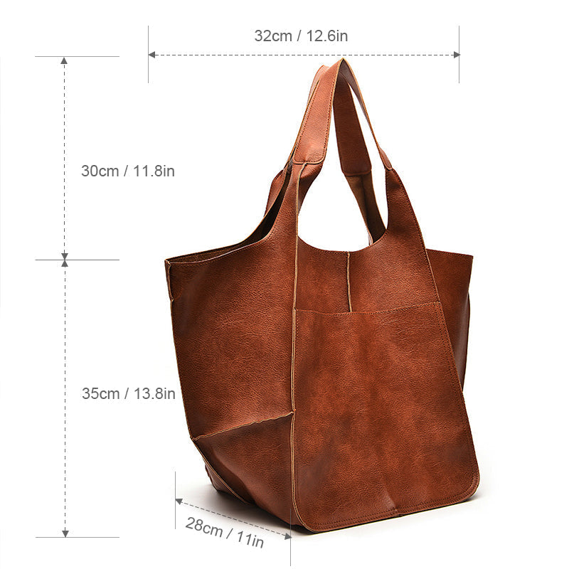 Damska torba typu tote oversize z przednią kieszenią-Accessories for Women-Olave