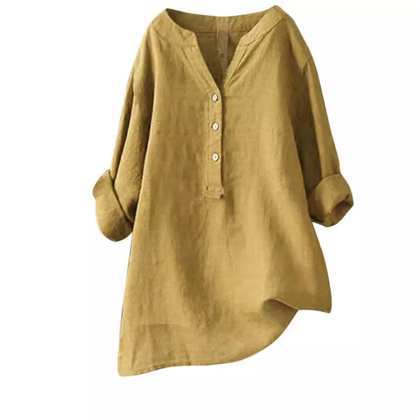 Damska tunika longline z listwą guzikową-Women's Tops-Olave