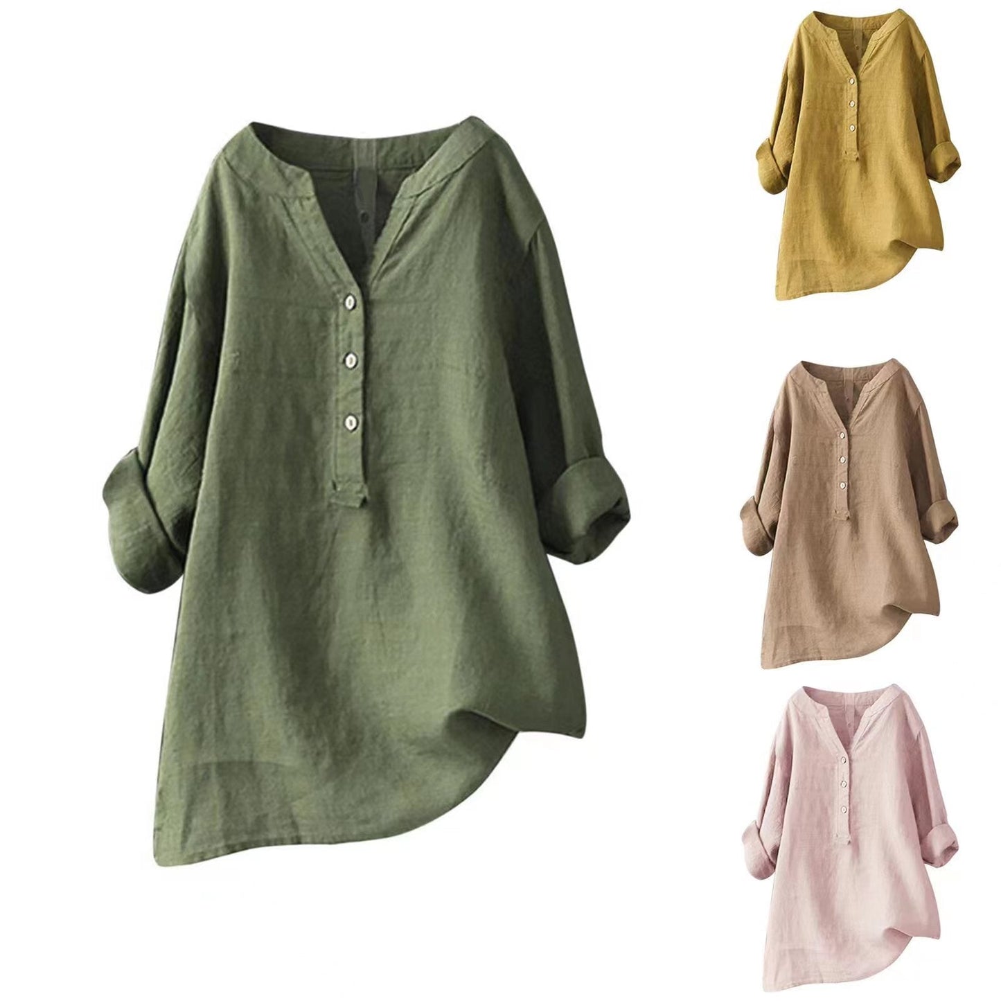 Damska tunika longline z listwą guzikową-Women's Tops-Olave
