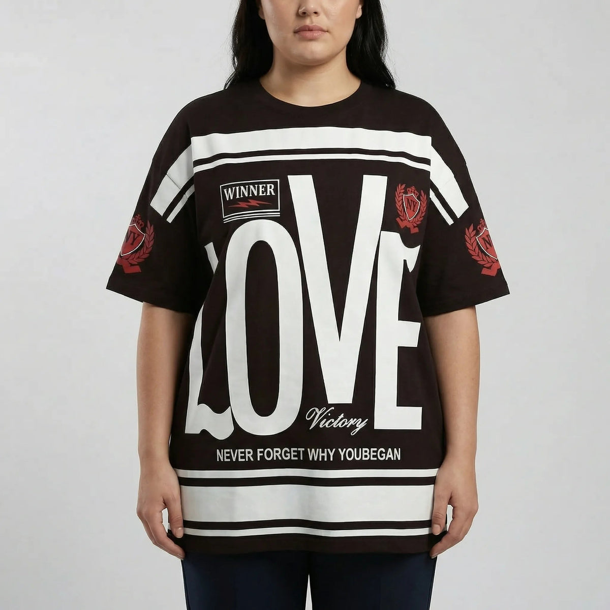 Damski T-shirt oversize z nadrukiem graficznym-Tops for women-Olave
