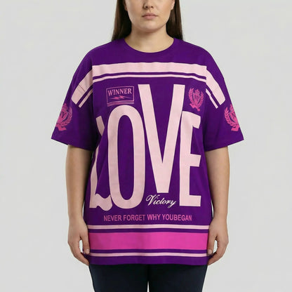 Damski T-shirt oversize z nadrukiem graficznym-Tops for women-Olave