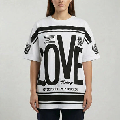 Damski T-shirt oversize z nadrukiem graficznym-Tops for women-Olave