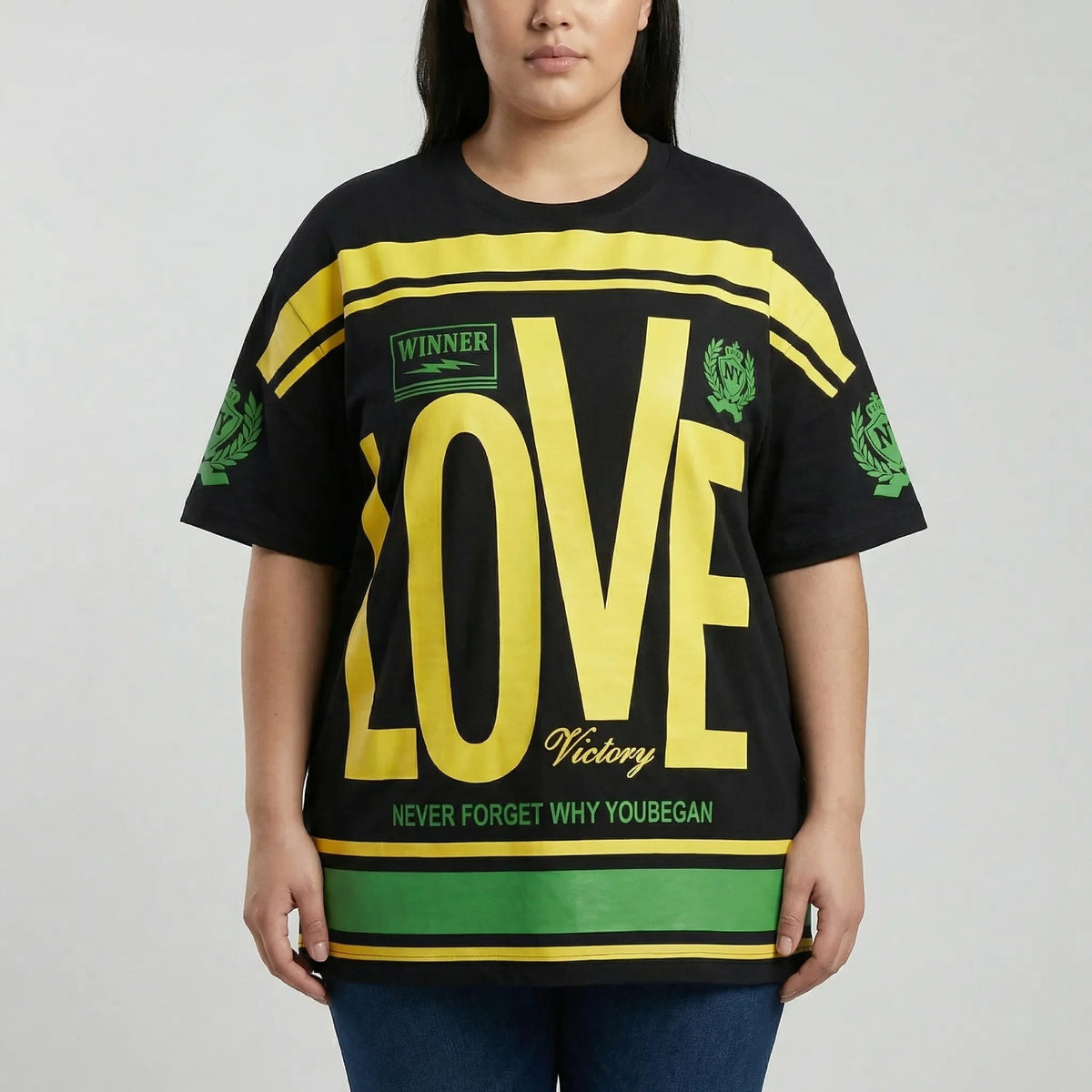 Damski T-shirt oversize z nadrukiem graficznym-Tops for women-Olave