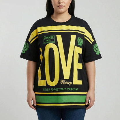 Damski T-shirt oversize z nadrukiem graficznym-Tops for women-Olave