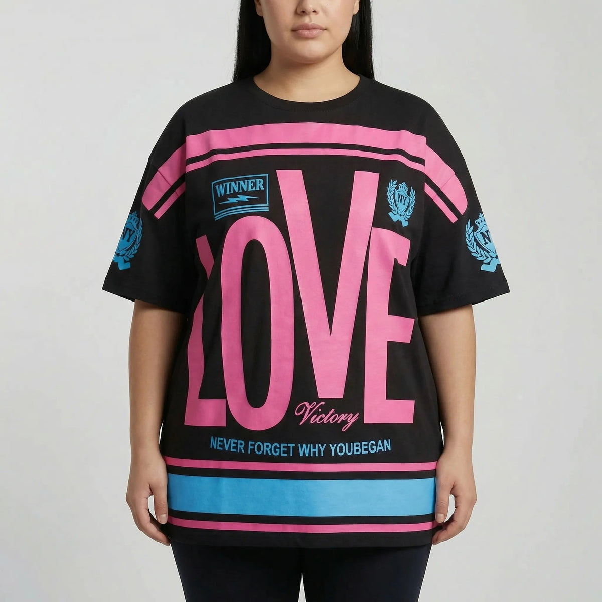Damski T-shirt oversize z nadrukiem graficznym-Tops for women-Olave