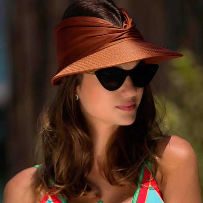 Damski daszek z szerokim rondem i ozdobnym splotem-Accessories for Women-Olave