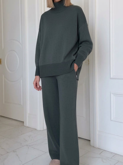 Damski dwuczęściowy komplet dzianinowy z golfem-Sets for women-Olave