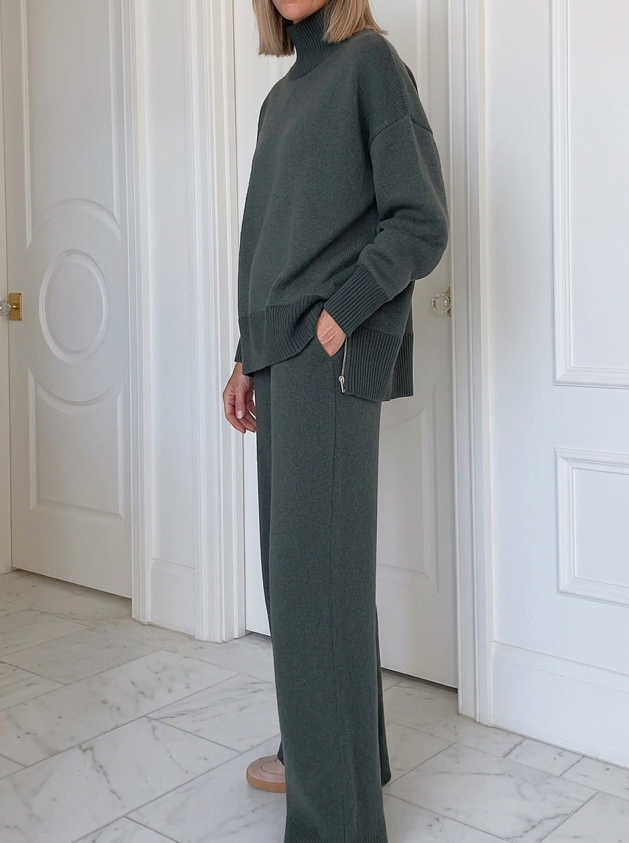 Damski dwuczęściowy komplet dzianinowy z golfem-Sets for women-Olave