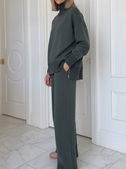 Damski dwuczęściowy komplet dzianinowy z golfem-Sets for women-Olave