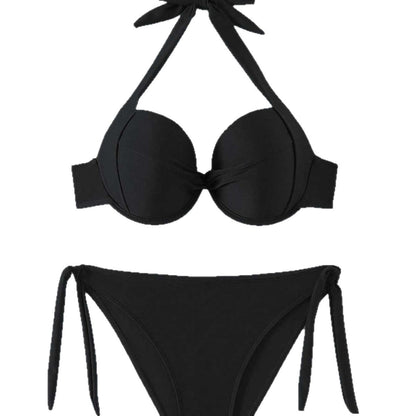 Damski dwuczęściowy kostium kąpielowy z wiązaniem na szyi-Swimwear for Women-Olave