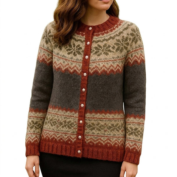 Damski kardigan dzianinowy we wzór Fair Isle-Cardigans for women-Olave