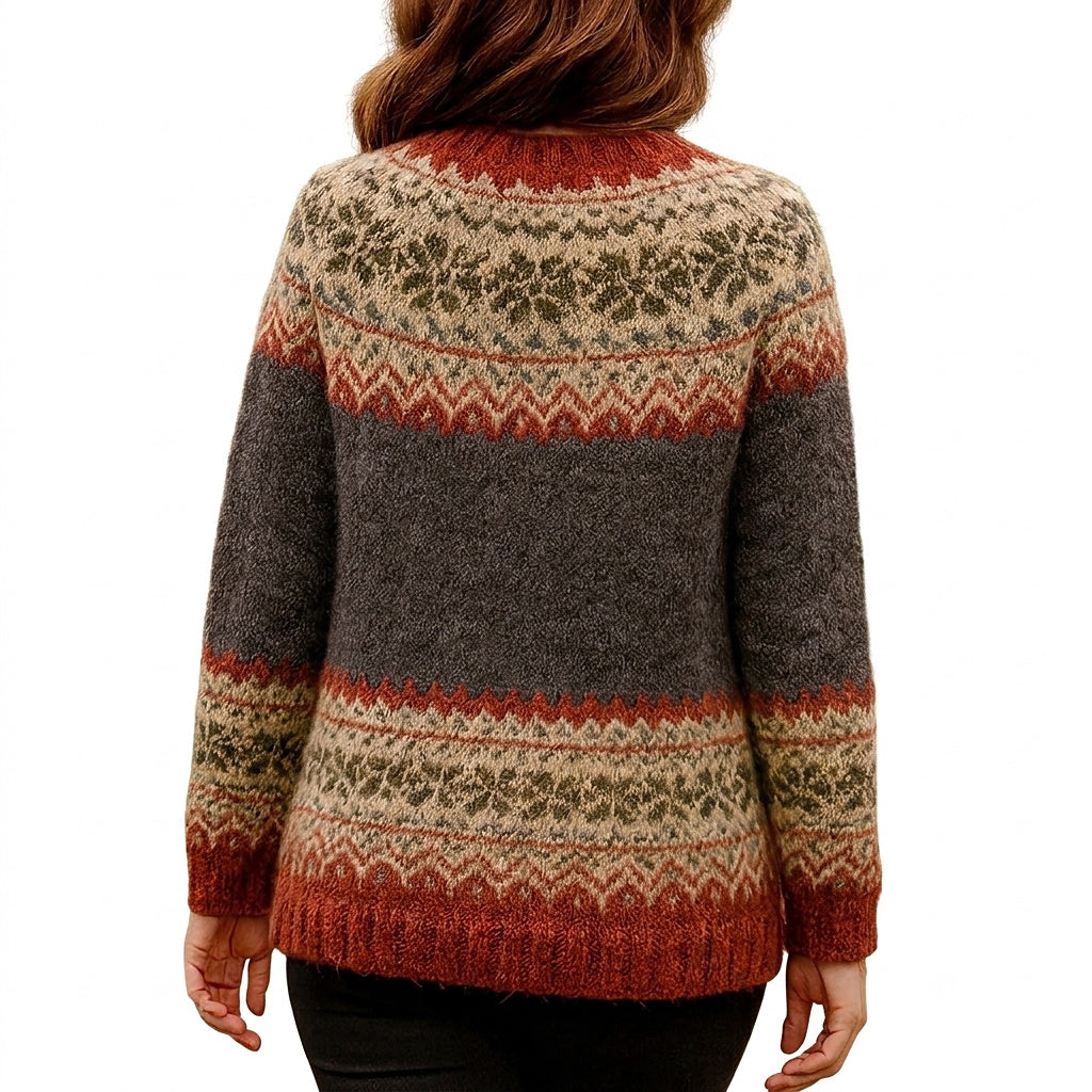 Damski kardigan dzianinowy we wzór Fair Isle-Cardigans for women-Olave