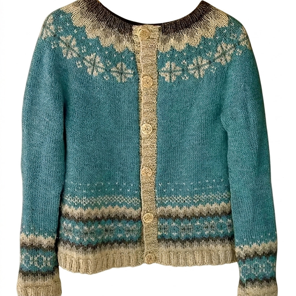 Damski kardigan dzianinowy we wzór Fair Isle-Cardigans for women-Olave