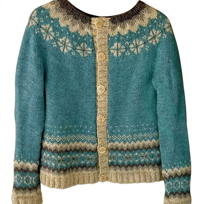 Damski kardigan dzianinowy we wzór Fair Isle-Cardigans for women-Olave