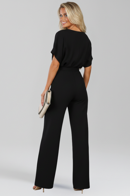 Damski kombinezon z szerokimi nogawkami i paskiem-Jumpsuits for women-Olave