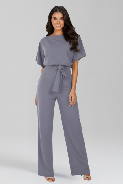 Damski kombinezon z szerokimi nogawkami i paskiem-Jumpsuits for women-Olave