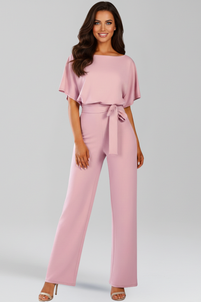 Damski kombinezon z szerokimi nogawkami i paskiem-Jumpsuits for women-Olave