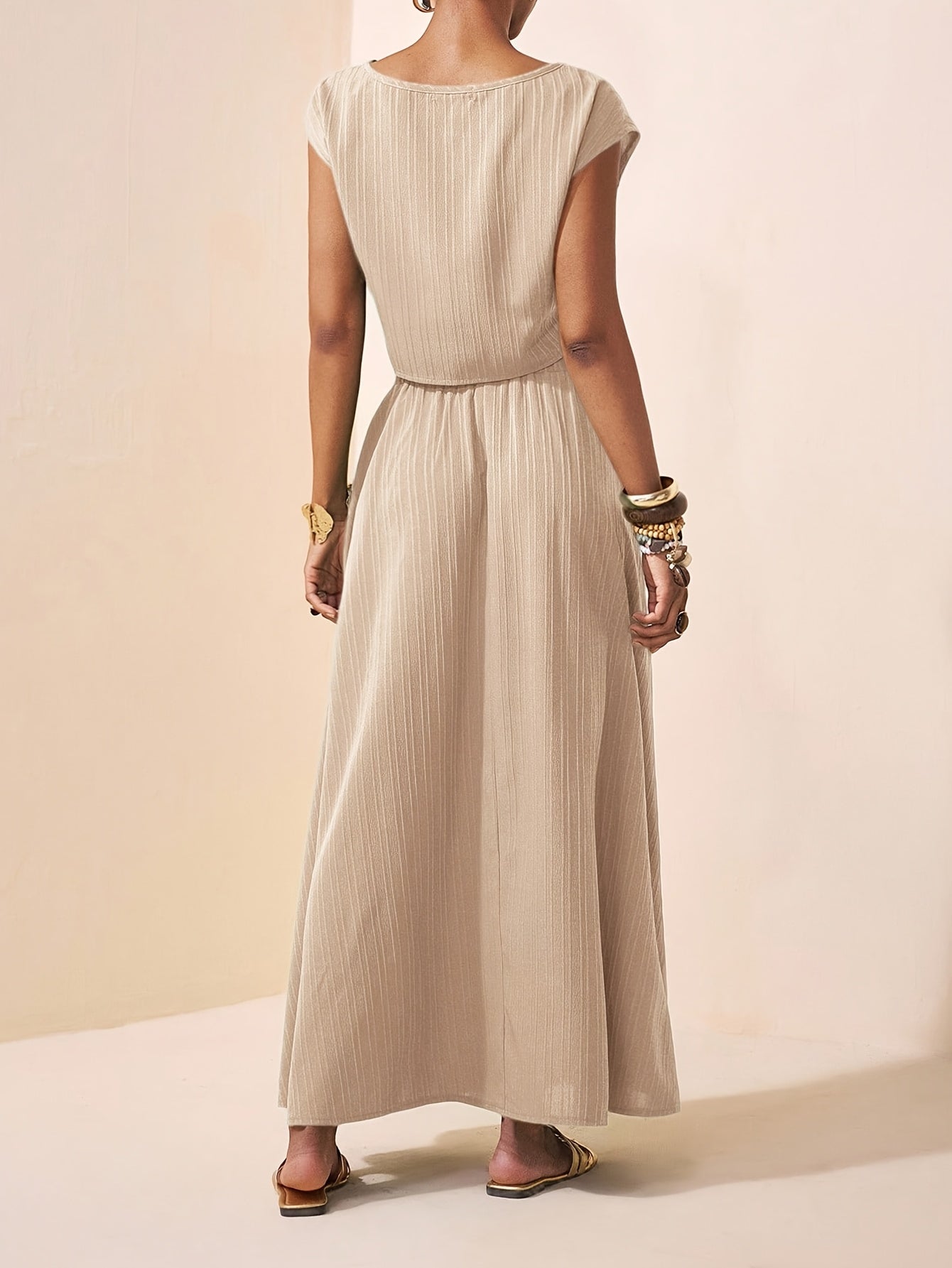 Damski komplet prążkowany: crop top i spódnica maxi-Sets for women-Olave