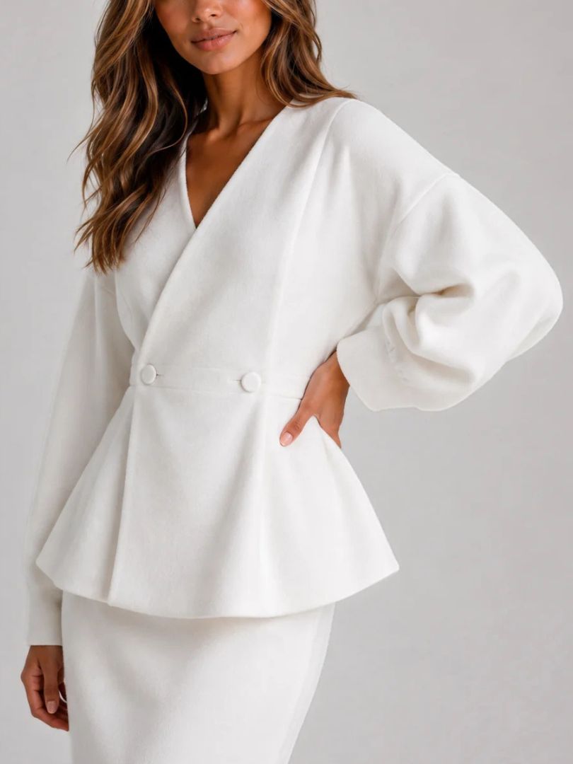 Damski komplet: żakiet z baskinką i spódnica maxi-Sets for women-Olave
