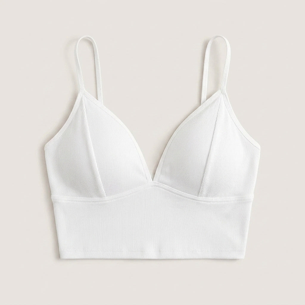 Damski krótki top na ramiączkach z dekoltem w serek-Tops for women-Olave