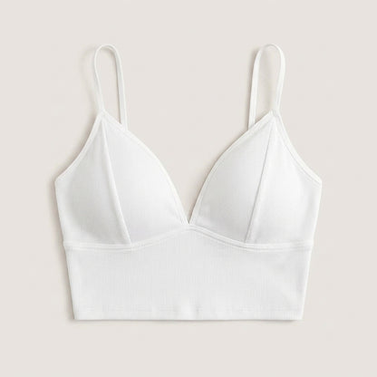 Damski krótki top na ramiączkach z dekoltem w serek-Tops for women-Olave