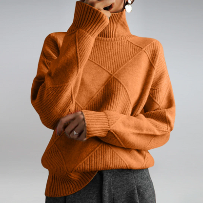 Damski sweter z dzianiny we wzór rombów-Sweaters for Women-Olave