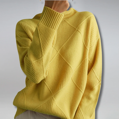 Damski sweter z dzianiny we wzór rombów-Sweaters for Women-Olave