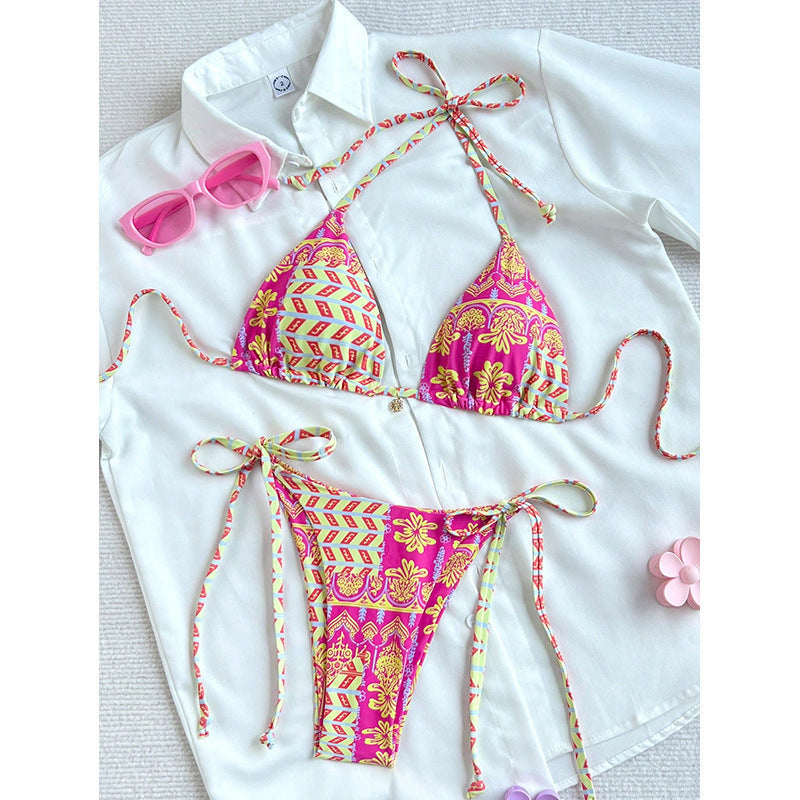 Damski wzorzysty zestaw bikini typu trójkąt-Swimwear for women-Olave