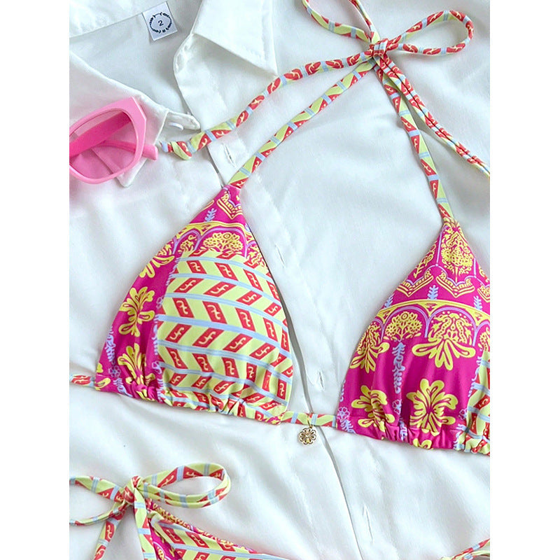 Damski wzorzysty zestaw bikini typu trójkąt-Swimwear for women-Olave