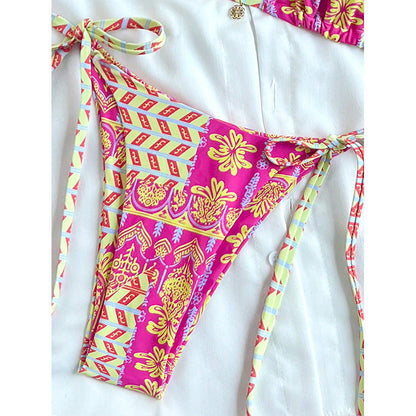 Damski wzorzysty zestaw bikini typu trójkąt-Swimwear for women-Olave