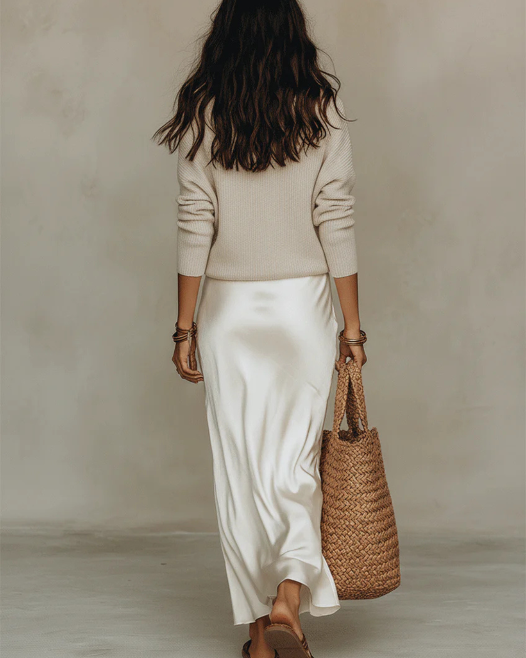 Damski zestaw: sukienka midi typu slip i sweter z dzianiny-Midi Dress-Olave