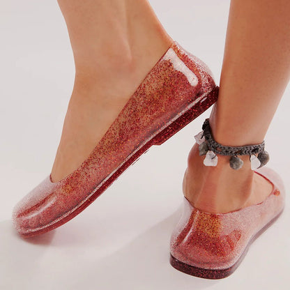 Damskie baleriny żelowe z brokatem-Footwear for women-Olave