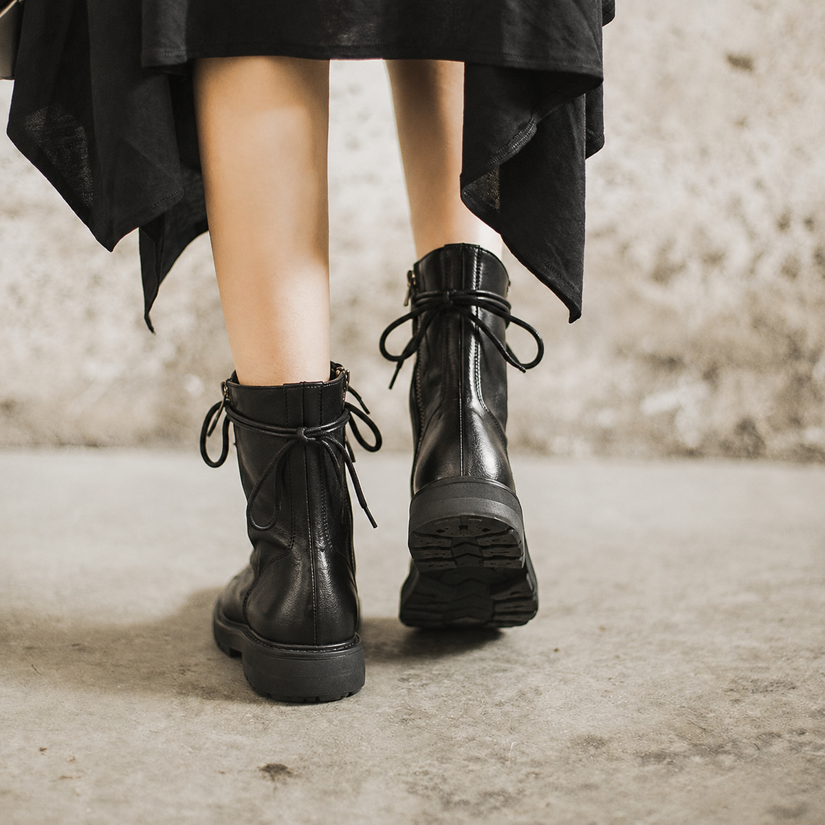 Damskie botki sznurowane z bocznym zamkiem-Footwear for women-Olave