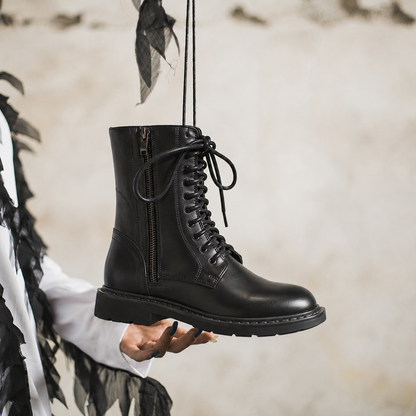 Damskie botki sznurowane z bocznym zamkiem-Footwear for women-Olave