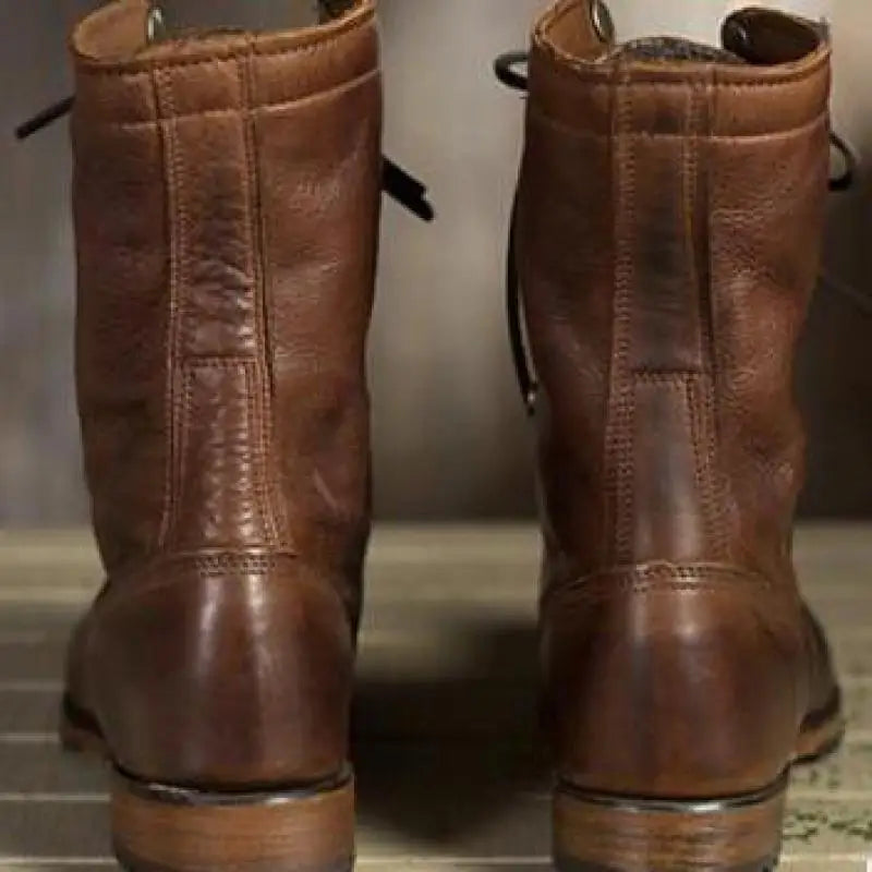 Damskie botki sznurowane z wywijanym mankietem-Footwear for men-Olave