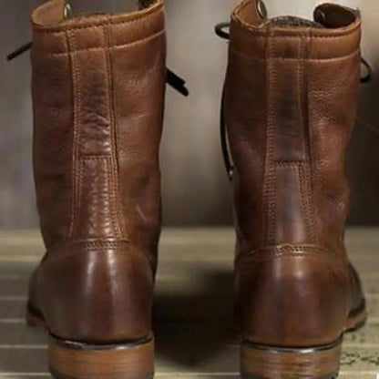Damskie botki sznurowane z wywijanym mankietem-Footwear for men-Olave