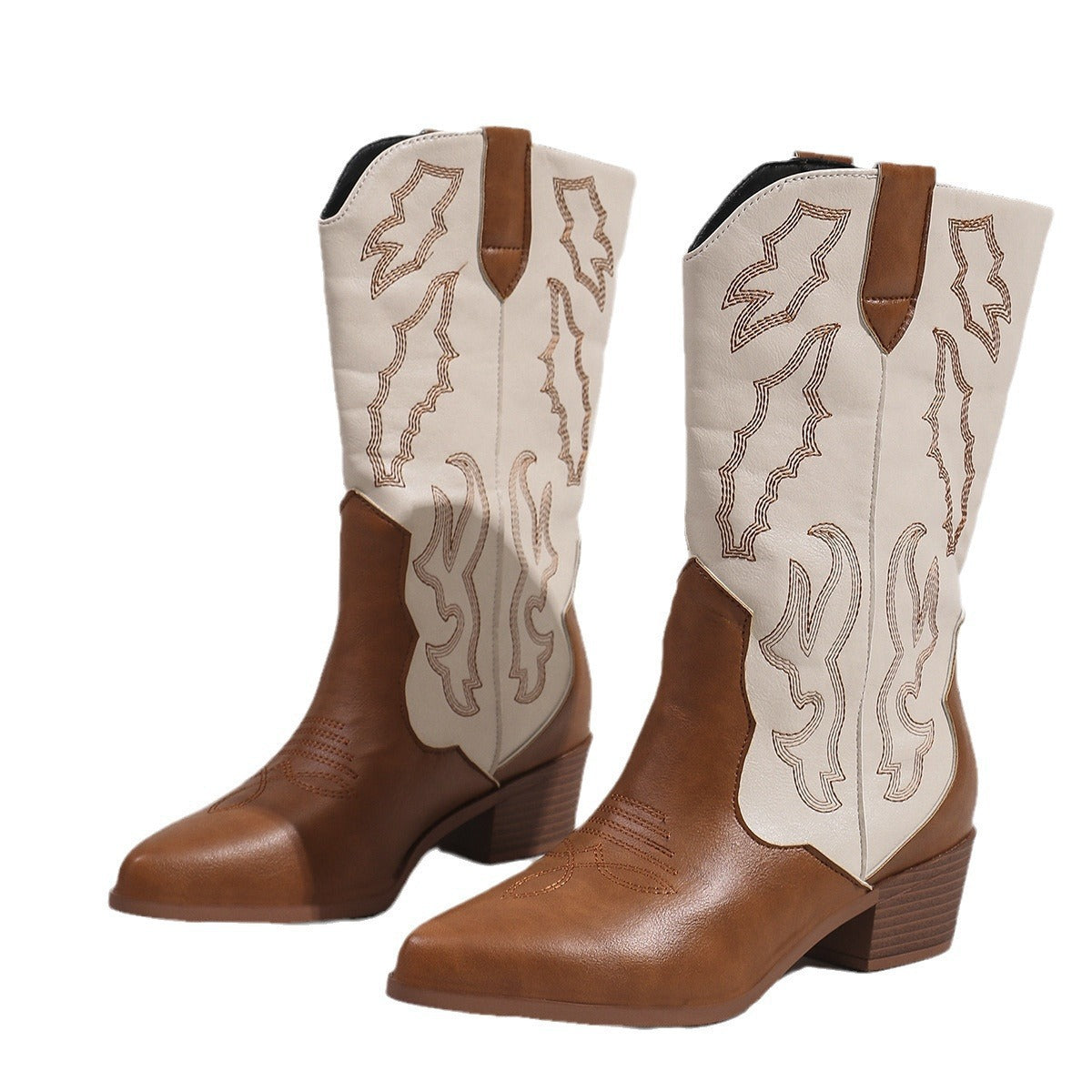 Damskie dwukolorowe kowbojki w stylu western-Footwear for women-Olave