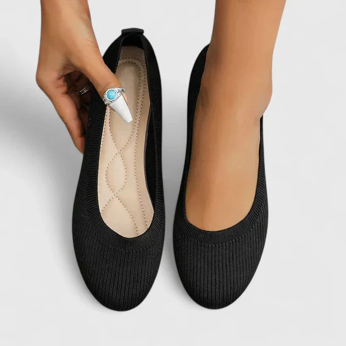 Damskie dzianinowe baleriny wsuwane-Footwear for women-Olave