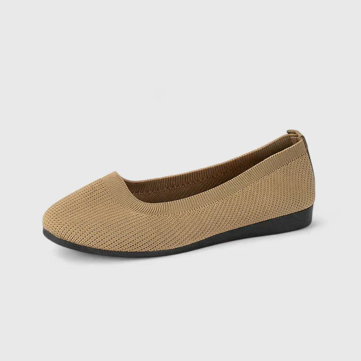 Damskie dzianinowe baleriny wsuwane-Footwear for women-Olave