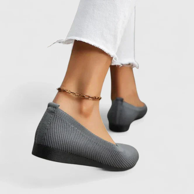Damskie dzianinowe baleriny wsuwane-Footwear for women-Olave
