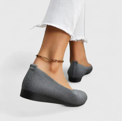 Damskie dzianinowe baleriny wsuwane-Footwear for women-Olave