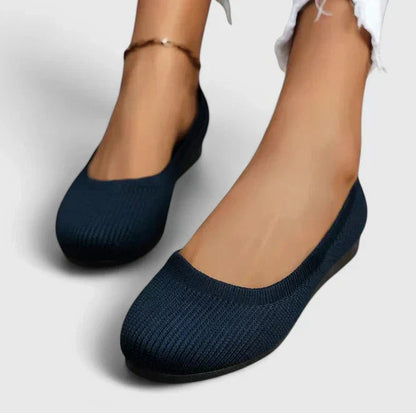 Damskie dzianinowe baleriny wsuwane-Footwear for women-Olave