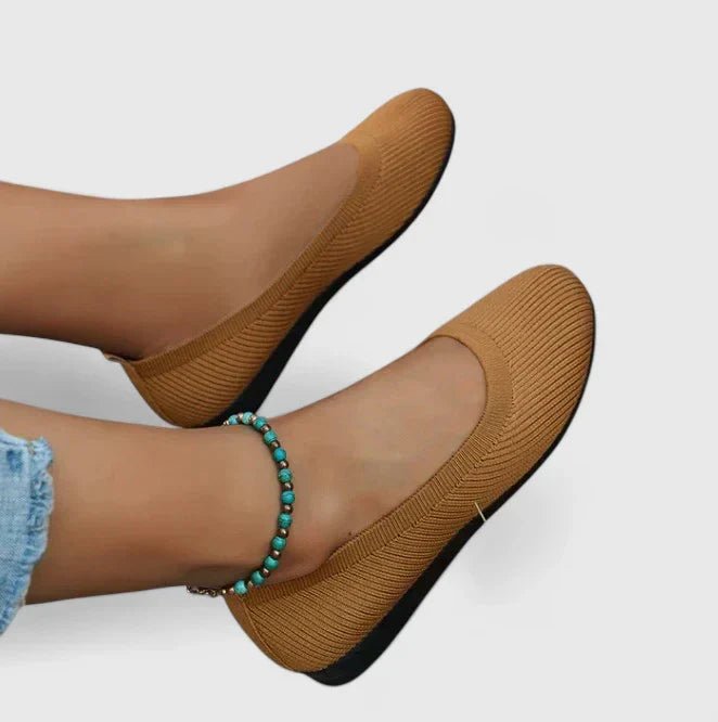 Damskie dzianinowe baleriny wsuwane-Footwear for women-Olave