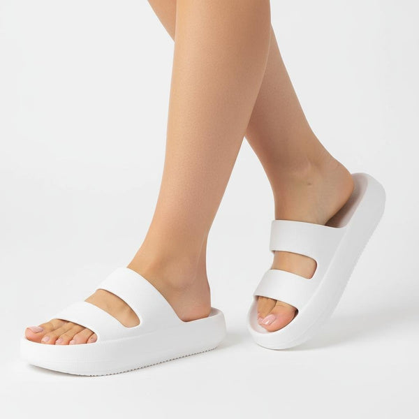 Damskie klapki wsuwane z dwoma paskami-Footwear for women-Olave