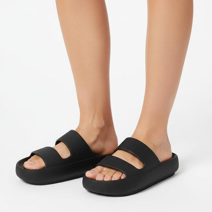 Damskie klapki wsuwane z dwoma paskami-Footwear for women-Olave