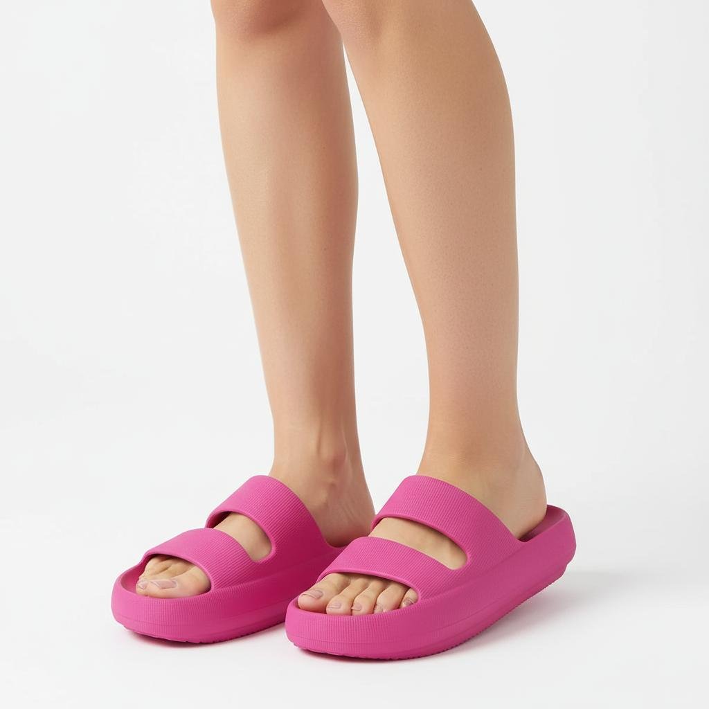 Damskie klapki wsuwane z dwoma paskami-Footwear for women-Olave