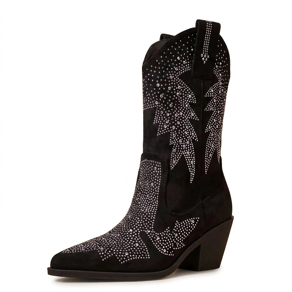 Damskie kowbojki zdobione cyrkoniami-Footwear for women-Olave