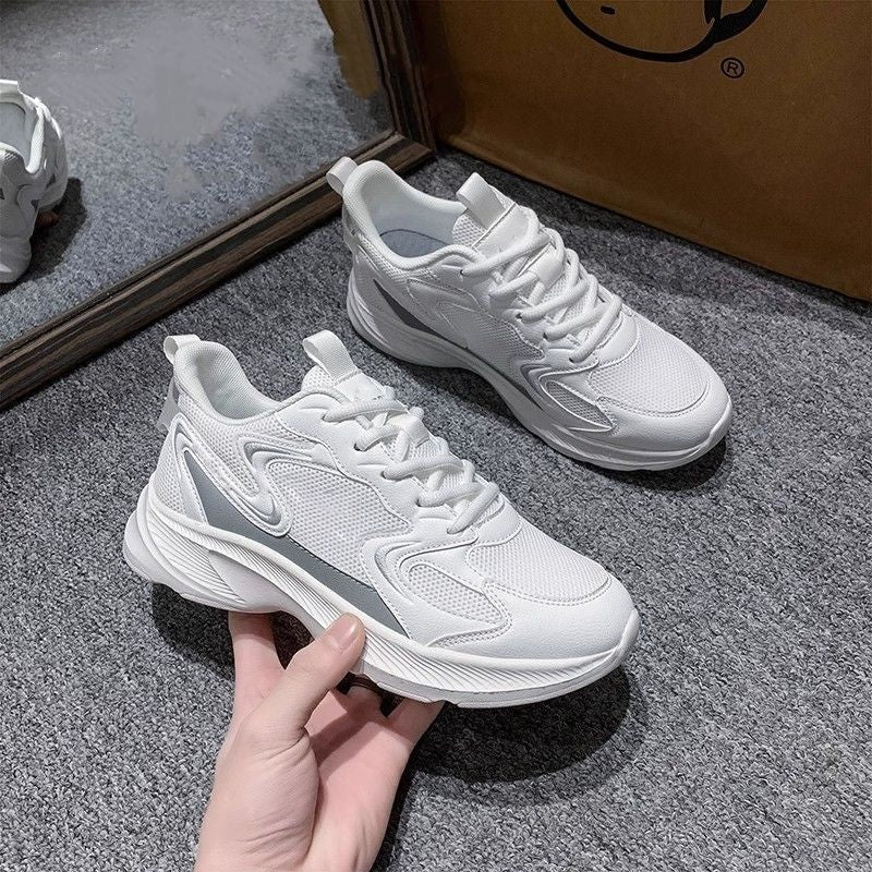 Damskie masywne sneakersy sznurowane z panelami z siateczki-Footwear for women-Olave