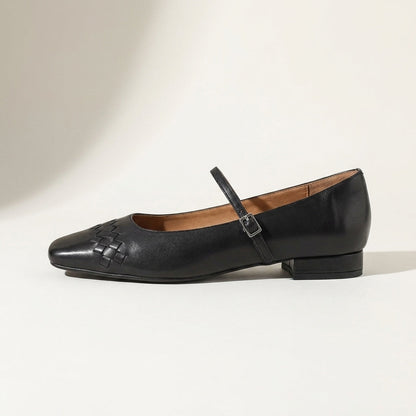 Damskie plecione baleriny Mary Jane z kwadratowym noskiem-Footwear for women-Olave